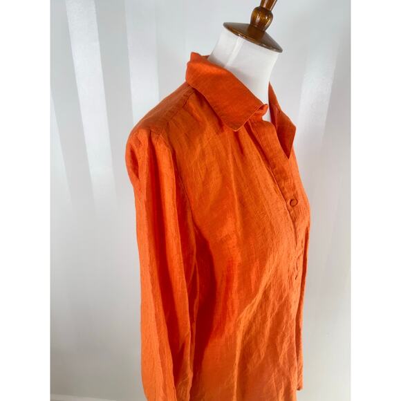 MIRTO 1956 Linen Blend Orange Blouse - Picture 6 of 11